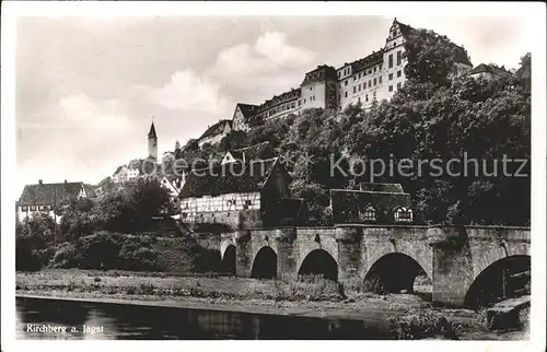 Kirchberg Jagst Blick zum Schloss Bruecke Kat. Kirchberg an der Jagst