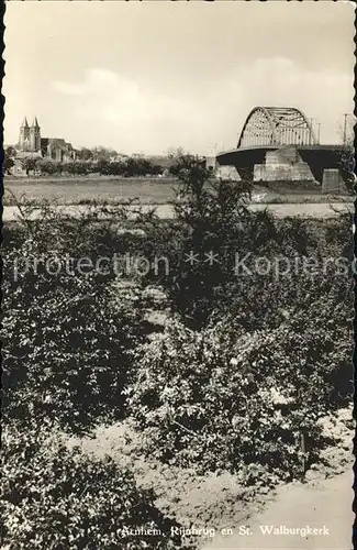 Arnhem Rijnbrug St Walburgkerk Kat. Arnhem