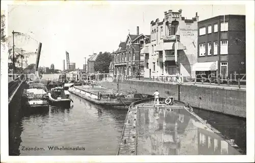 Zaandam Wilhelminasluis Schleuse Frachtkahn Kat. Zaandam