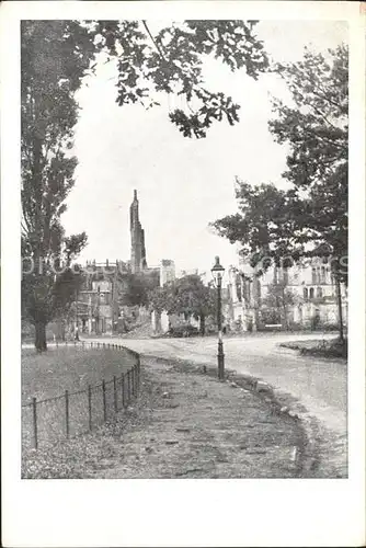 Arnhem Doorkijk van de Dam naar Groote Kerk Ruinen Weltkrieg Kat. Arnhem