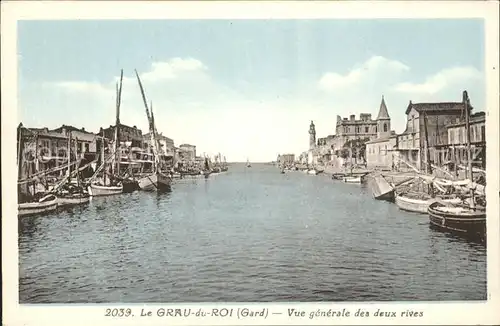 Le Grau du Roi Gard Vue generale des deux rives Bateaux Kat. Le Grau du Roi