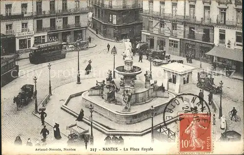 Nantes Loire Atlantique Place Royale Fontaine Monument Stempel auf AK Kat. Nantes