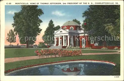 Charlottesville Virginia Monticello Home of Thomas Jefferson US President Kat. Charlottesville