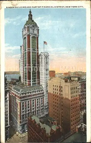 New York City Singer Building and part of Financial District Skyscraper / New York /