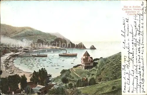 Avalon California Bay Departure of Cabrillo Steamer Kat. Avalon Catalina Island