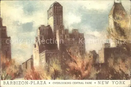 New York City Barbizon Plaza Hotel overlooking Central Park Painting Kuenstlerkarte / New York /