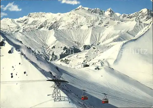 Weissfluhjoch Bahn mit Parsenn Furka und Scesaplana Parsennhuette  Kat. Weissfluhjoch