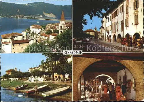 Bissone Lago di Lugano Ortsblick Strassen und Strandpartie Arkaden Kat. Bissone