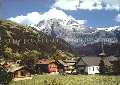 Lenk Simmental Kath Kirche mit Wildstrubel Kat. Lenk Simmental