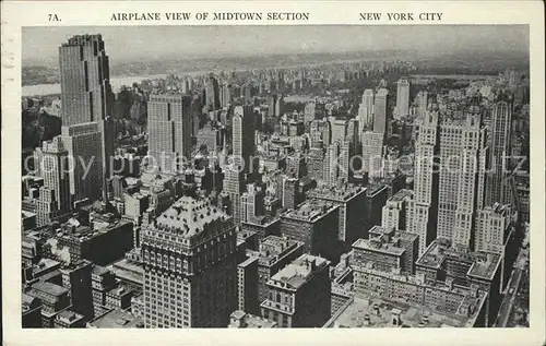 New York City Airplane view of Midtown Section Skyscraper / New York /