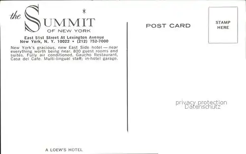 New York City Summit Hotel at Lexington Avenue Illustration / New York /