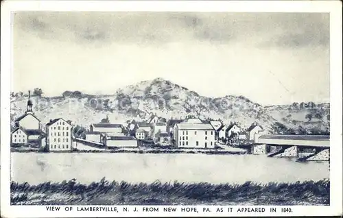 Lambertville New Jersey General view from New Hope Pennsylvania Kat. Lambertville