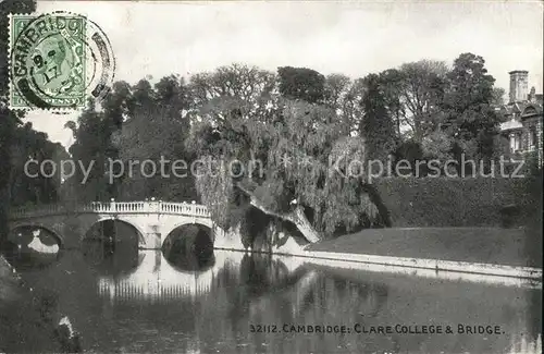 Cambridge Cambridgeshire Clare College and Bridge Stempel auf AK / Cambridge /Cambridgeshire CC