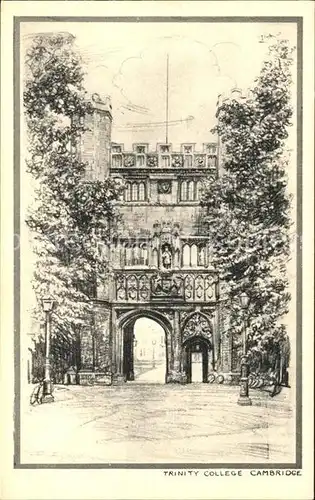 Cambridge Cambridgeshire Trinity College Drawing Kuenstlerkarte / Cambridge /Cambridgeshire CC