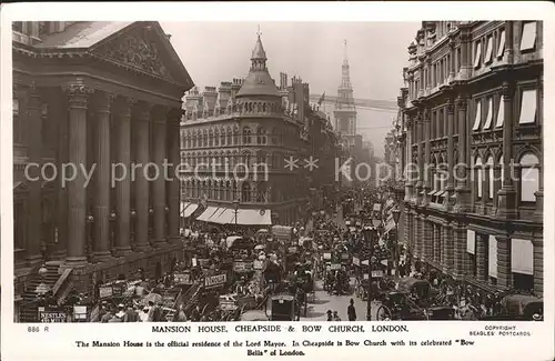 London Mansion House Cheapside Bow Church Traffic Kat. City of London