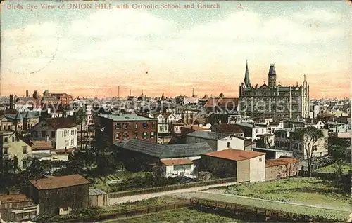 Union Hill Illinois Birdseye view with Catholic School and Church Kat. Union Hill