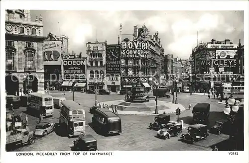 London Piccadilly from top of Haymarket Monument Doppeldeckerbus Kat. City of London