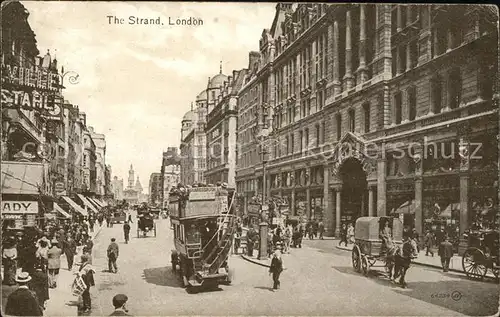 London The Strand Doppeldeckerbus Pferdekutsche Kat. City of London