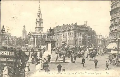 London Charing Cross Trafalgar Square Monument Traffic Kat. City of London