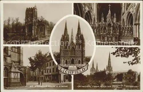 Lichfield St Chad s Church Cathedral Altar Statue Valentine s Post Card Kat. Lichfield