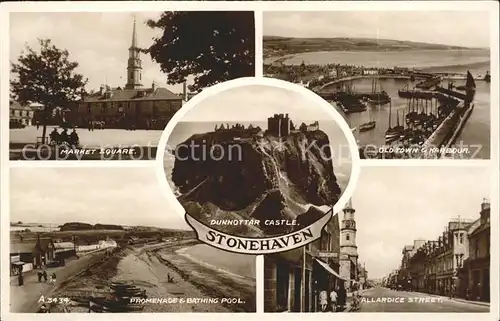 Stonehaven Aberdeenshire Market Square Old Town Harbour Promenade Bathing Pool Allardice Street Dunnottar Castle Kat. Aberdeenshire