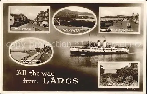 Largs Main Street Golf Course Bay Esplanade Haylie Brae Steamer Valentine s Post Card Kat. North Ayrshire mainland