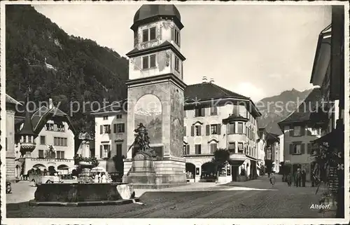 Altdorf UR Dorfplatz Brunnen Monument Kat. Altdorf UR