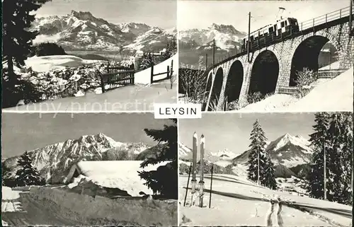 Leysin Panorama Eisenbahn Viadukt Kat. Leysin