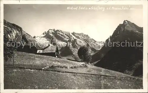 Unterwasser Toggenburg Blick vom Schafberg Pension Halde auf Saentis Kat. Unterwasser