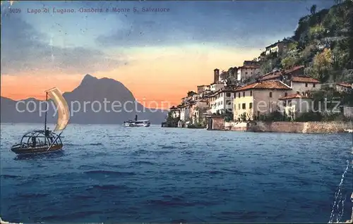 Gandria Lago di Lugano mit Monte San Salvatore Kat. Gandria