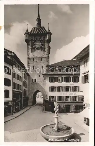 Baden AG Stadtturm Brunnen Kat. Baden