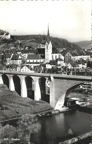 Baden AG Stadtansicht mit Hochbruecke Kat. Baden