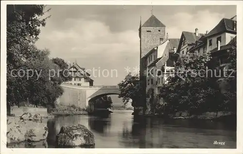 Brugg AG Aarebruecke und schwarzer Turm Kat. Brugg