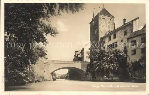 Brugg AG Aarebruecke und schwarzer Turm Kat. Brugg