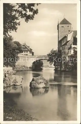 Brugg AG Aarebruecke und schwarzer Turm Kat. Brugg