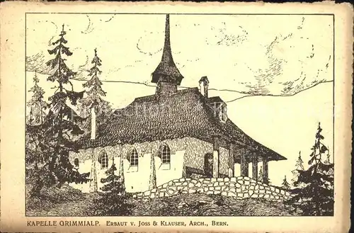 Latterbach Kapelle Grimmialp Zeichnung Kat. Latterbach