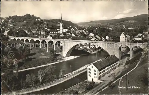 Baden AG Panorama Limmat Bruecke Kat. Baden