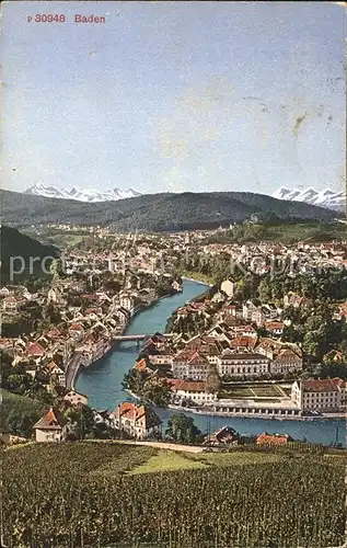 Baden AG Panorama mit Limmat Kat. Baden