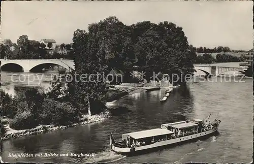 Rheinfelden AG mit Bruecke und Burgkastell Passagierschiff Kat. Rheinfelden