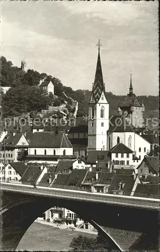 Baden AG Bruecke Kirche Ortsblick Kat. Baden