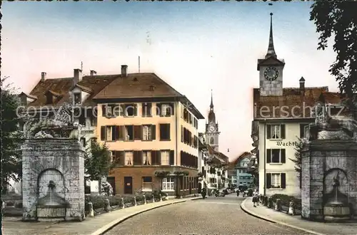 Zofingen Strassenpartie Loewenstatuen Kat. Zofingen