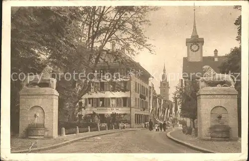 Zofingen Strassenpartie Loewenstatuen Kat. Zofingen