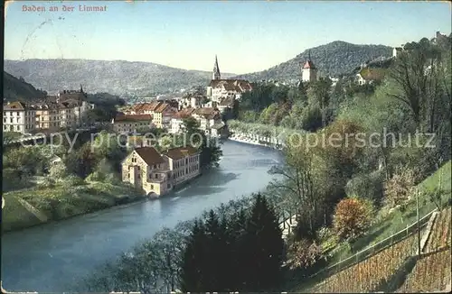 Baden AG Partie an der Limmat Kat. Baden