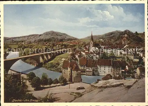 Baden AG Panorama Limmat Viadukt Kat. Baden