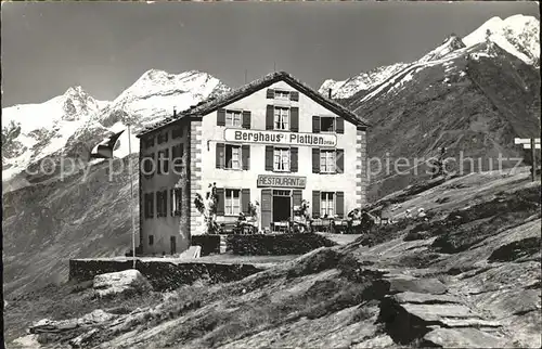 Saas Fee Berghaus Plattjen mit Fletschhorn Laquinhorn Weissmies Kat. Saas Fee