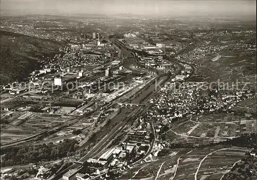 Obertuerkheim mit Neckarhafen Fliegeraufnahme Kat. Stuttgart