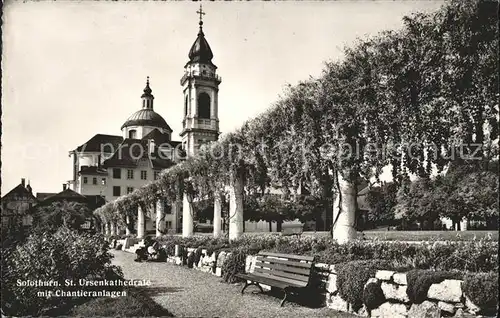 Solothurn St Ursenkathedrale mit Chantieranlagen Kat. Solothurn