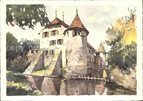 Hallwil Schloss Hallwil Aquarell Kat. Hallwil