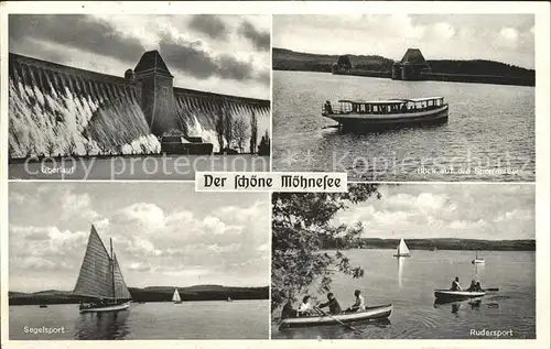 Moehnesee ueberlauf Sperrmauer Rudersport Segelsport Kat. Moehnesee