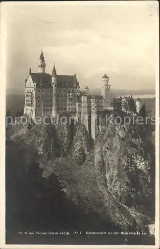 Schloss Neuschwanstein v. Marienbruecke Kat. Fuessen